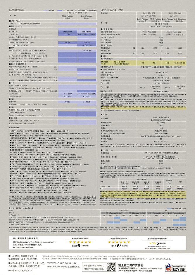 2000N8s 2009N11s KVB 2.5i L Package/2.5i S Package Limited(2)